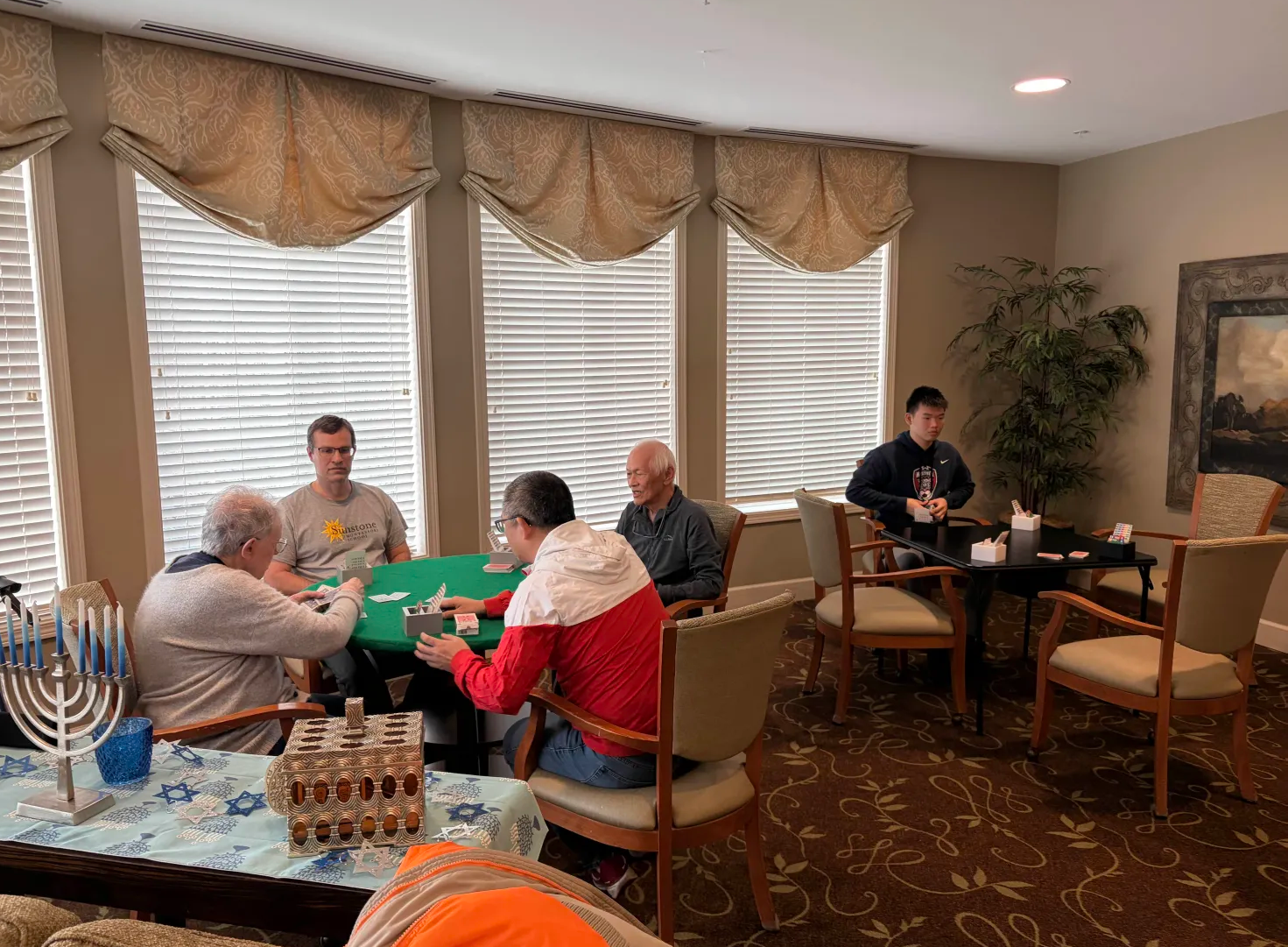 Arthur preparing the Bidding Boxes and Bridge Strategy before play